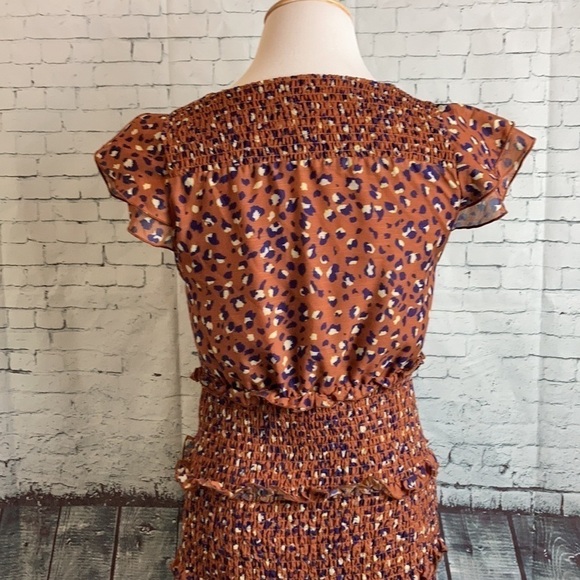 Foxiedox Mini Luna Animal Print Tiered Ruffle Dress M feminine cheetah leopard - Picture 12 of 14